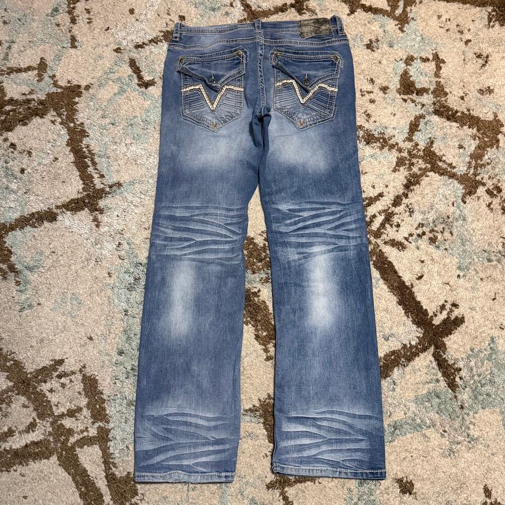 Affliction Cooper Relaxed Straight Jeans Size 32x33 Y2K Buckle